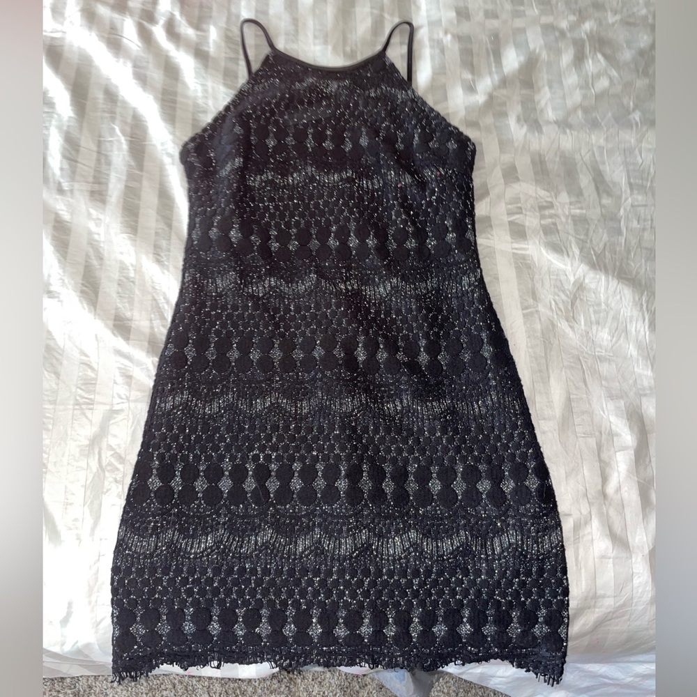 Sparkly Black Halter Dress